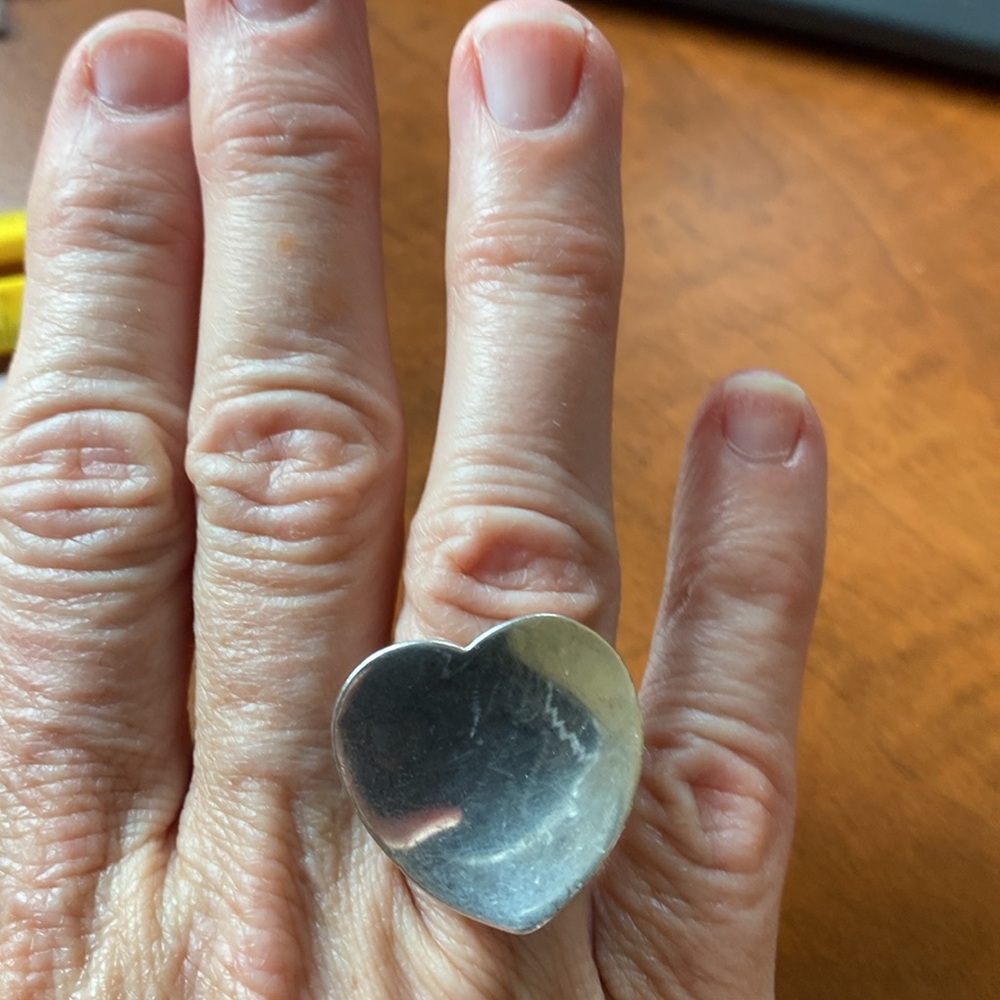 Size 7 Heart Ring 925 Thin Wavy Statement Jewelry… - image 2